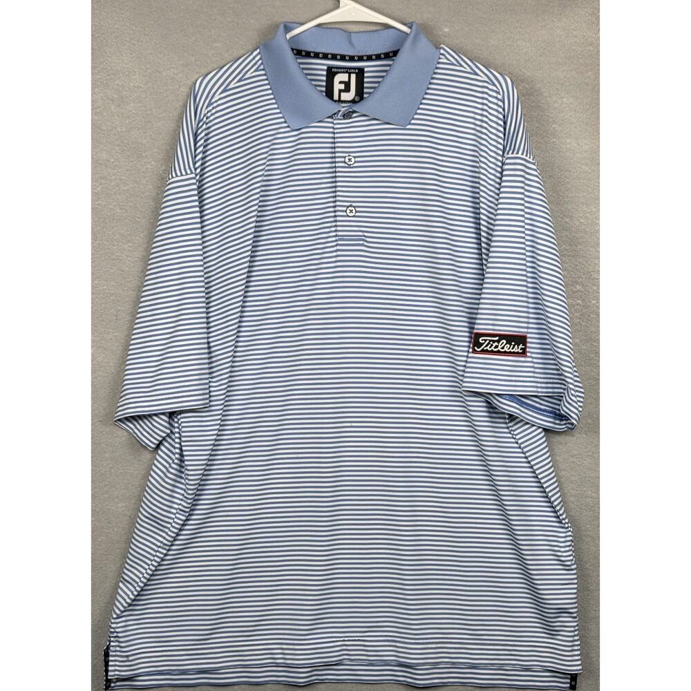 FOOTJOY ProDry Lisle Titleist Golf Polo Shirt-Blue/white Striped-Men's Size XL